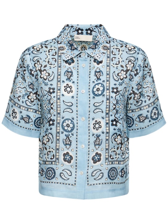 Tory Burch: Kurzärmliges Hemd aus Baumwolle - women_0 | Luisa Via Roma