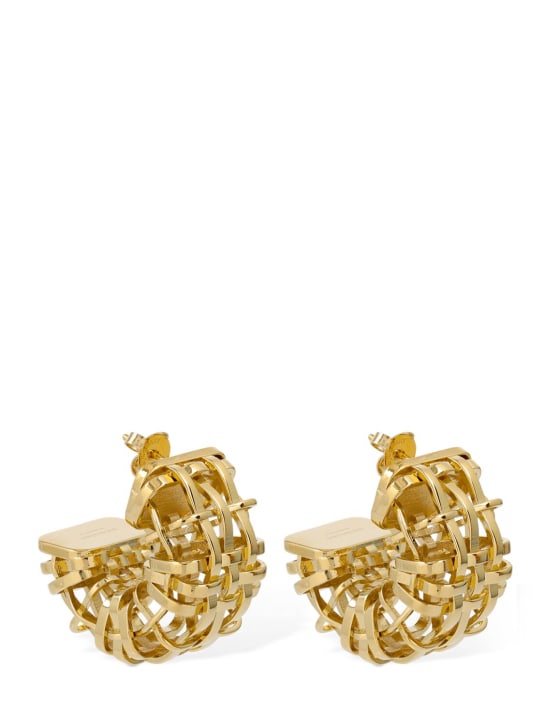 Burberry: Check open cage earrings - Gold - women_0 | Luisa Via Roma
