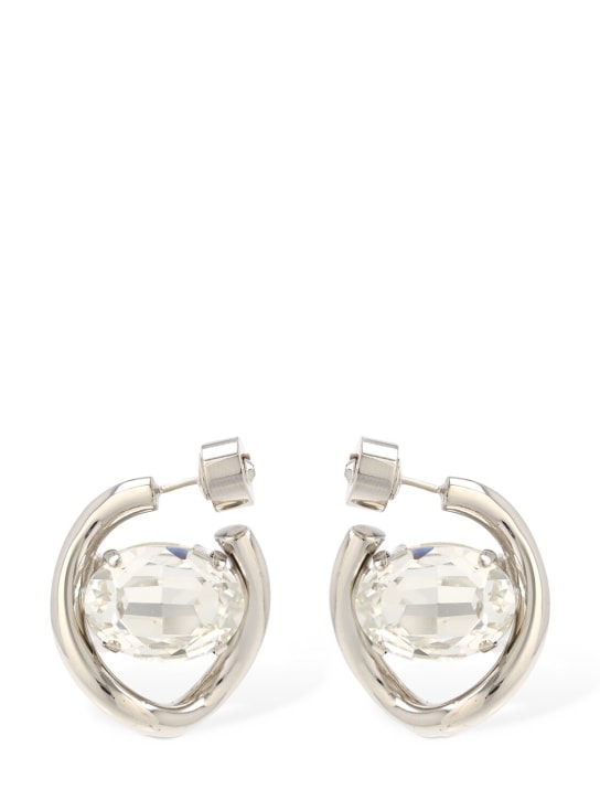 Marni: Crystal stone hoop earrings - Gümüş - women_0 | Luisa Via Roma