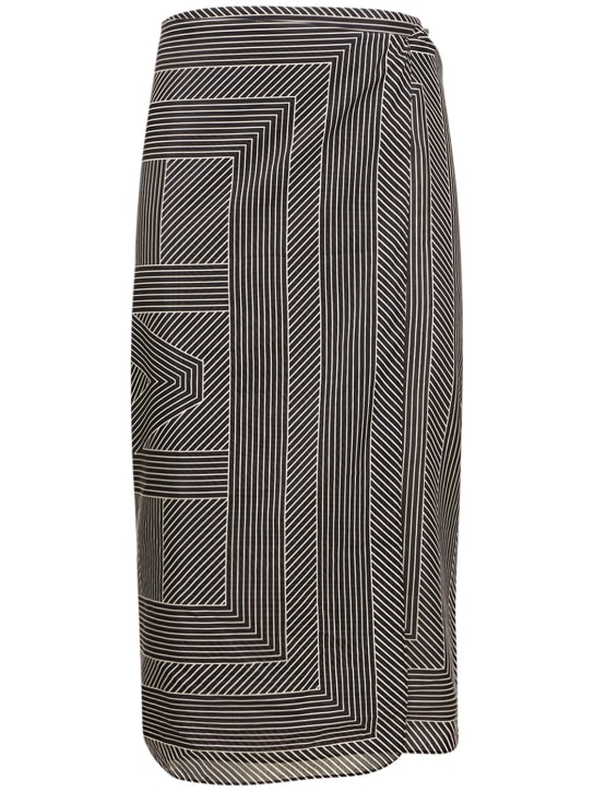Toteme: Monogram cotton & silk wrap skirt - Siyah - women_0 | Luisa Via Roma