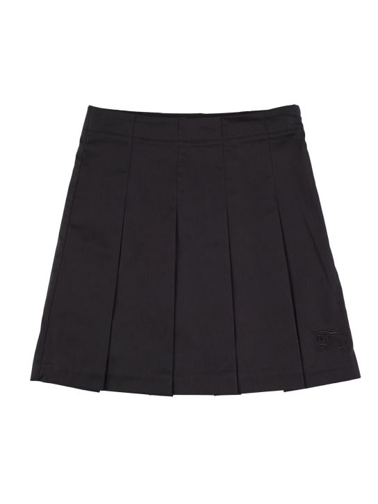 Burberry: Jupe courte en coton à plis - Noir - kids-girls_0 | Luisa Via Roma