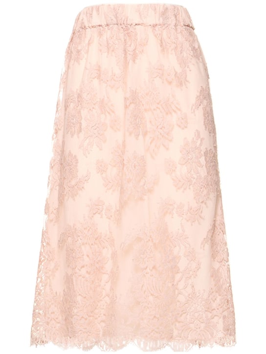 Gucci: Cotton blend lace skirt - Pink - women_0 | Luisa Via Roma