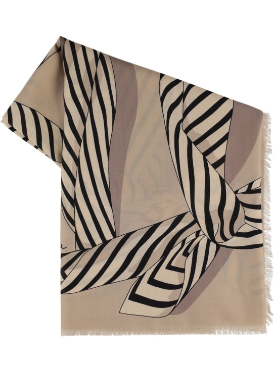 Large monogram printed wool & silk scarf - Toteme - Women