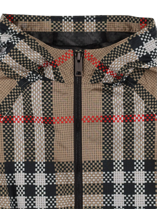 Burberry: Check print nylon jacket - Beige - kids-boys_1 | Luisa Via Roma