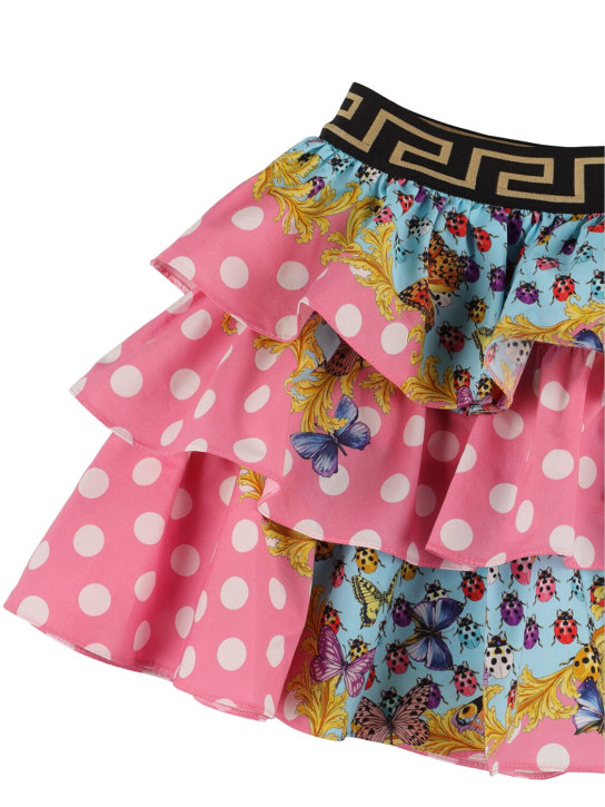 Versace: Falda de algodón estampado - Multicolor - kids-girls_1 | Luisa Via Roma