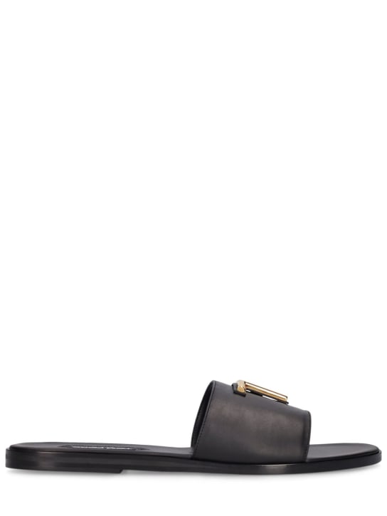 Tom Ford: Logo smooth leather sandals - Black - men_0 | Luisa Via Roma