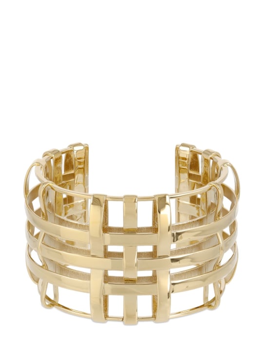 Burberry: Check open cage cuff bracelet - Gold - women_0 | Luisa Via Roma