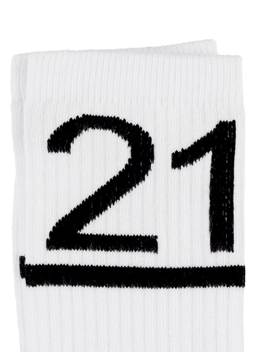 N°21: Chaussettes en coton mélangé intarsia à logo - Blanc - kids-boys_1 | Luisa Via Roma