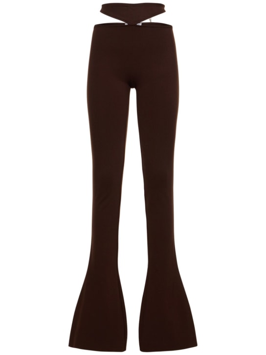 The Attico: Remi镂空平纹针织高腰喇叭裤 - 深棕色 - women_0 | Luisa Via Roma