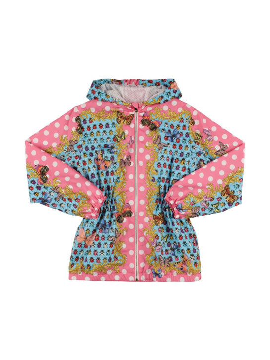 Versace: Printed hooded jacket - Renkli - kids-girls_0 | Luisa Via Roma