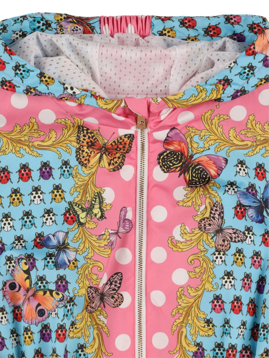 Versace: Printed hooded jacket - Renkli - kids-girls_1 | Luisa Via Roma