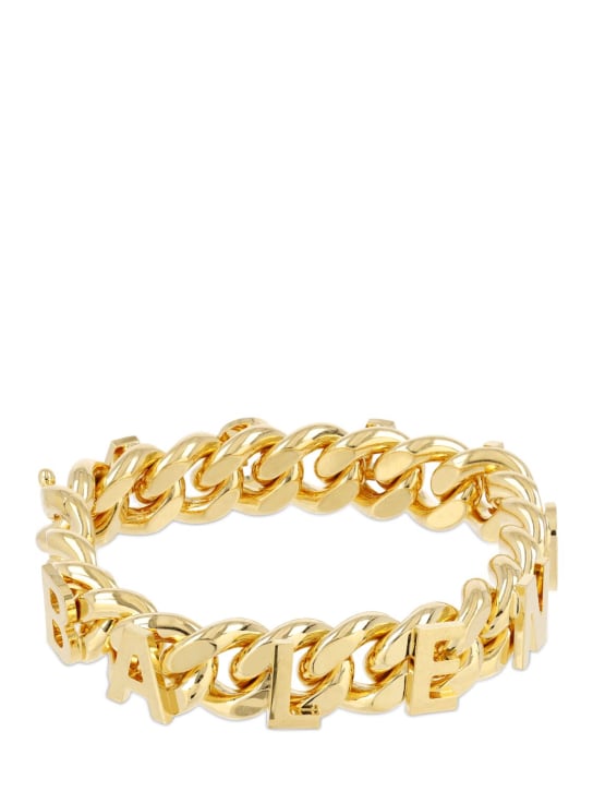 Balenciaga: Chain logo brass bracelet - Altın Rengi - women_0 | Luisa Via Roma