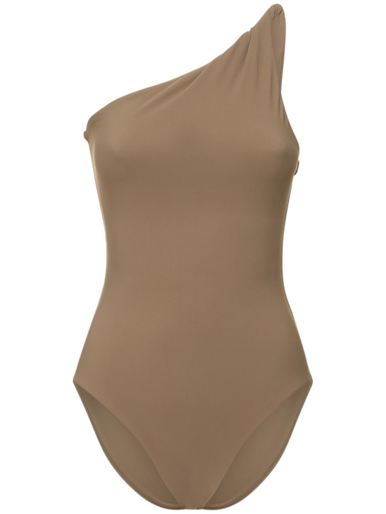 Toteme: Twist-strap one-shoulder swimsuit - Yeşil - women_0 | Luisa Via Roma