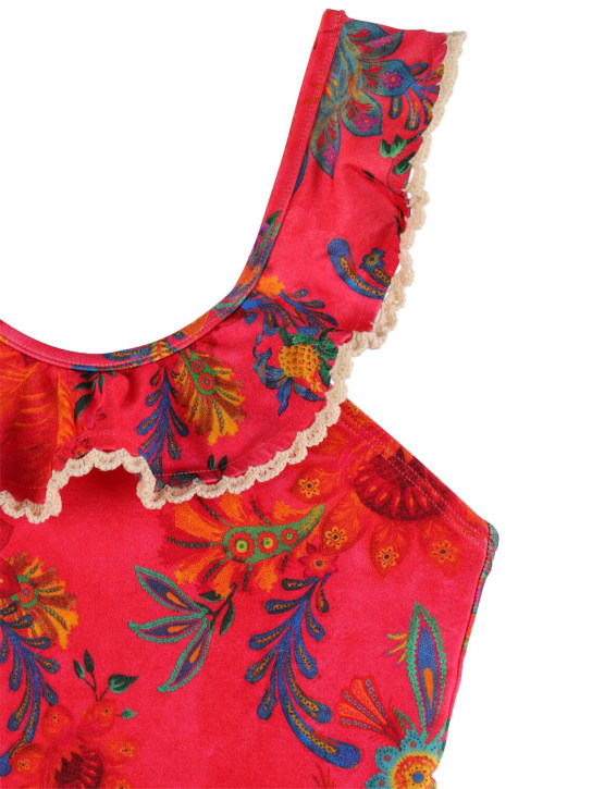 Zimmermann: Printed Lycra one piece swimsuit - Red - kids-girls_1 | Luisa Via Roma