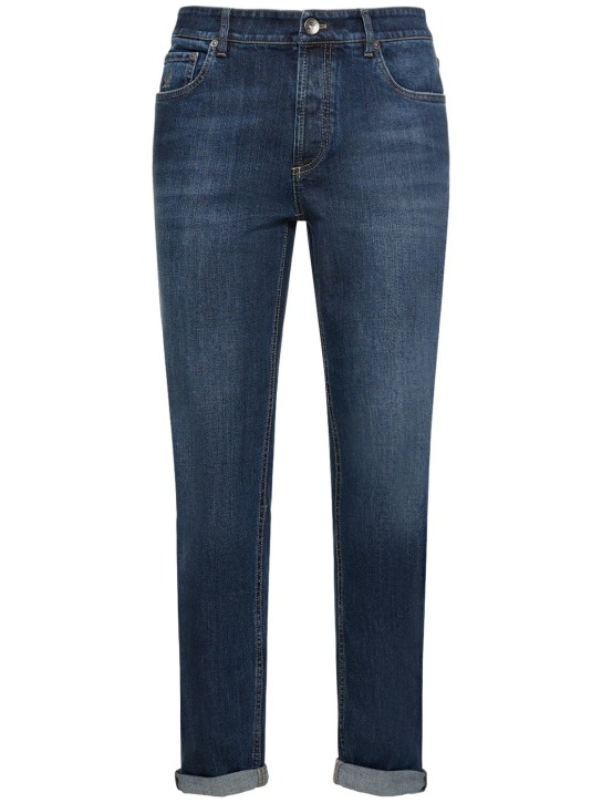 Brunello Cucinelli: Jeans aus Baumwolldenim - Dark Wash - men_0 | Luisa Via Roma