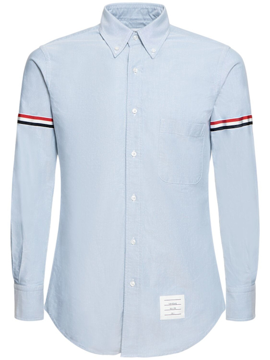Thom Browne: Klassisches Oxford-Hemd mit Knopfkragen - Hellblau - men_0 | Luisa Via Roma