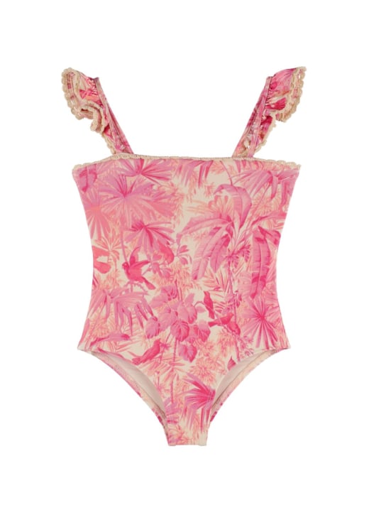 Zimmermann: Printed Lycra one piece swimsuit - Pink - kids-girls_0 | Luisa Via Roma