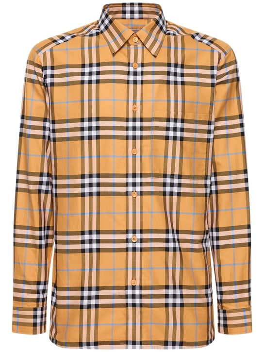 Burberry: Caxbridge Check print long sleeve shirt - Dusty Orange Ip - men_0 | Luisa Via Roma
