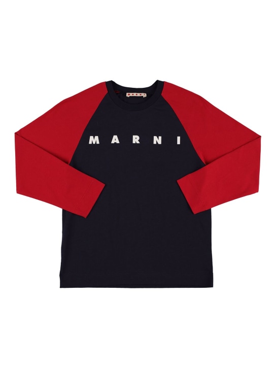 Marni Junior: 로고 컬러 블록 코튼 저지 티셔츠 - kids-girls_0 | Luisa Via Roma