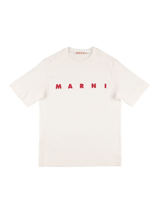 Marni Junior: 로고 프린트 코튼 저지 티셔츠 - kids-girls_0 | Luisa Via Roma