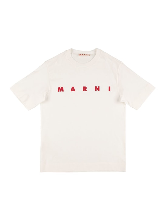 Marni Junior: Logo print cotton jersey s/s t-shirt - kids-girls_0 | Luisa Via Roma