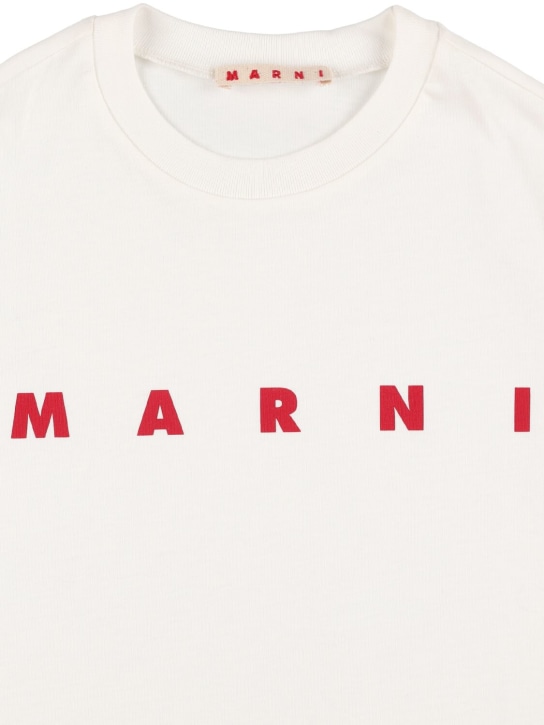 Marni Junior: Logo print cotton jersey s/s t-shirt - kids-girls_1 | Luisa Via Roma