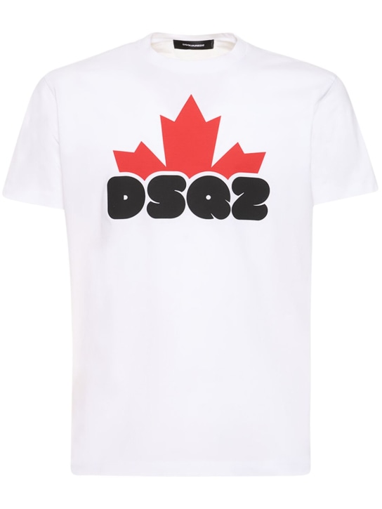 Dsquared2: Logo印花棉质平纹针织T恤 - men_0 | Luisa Via Roma