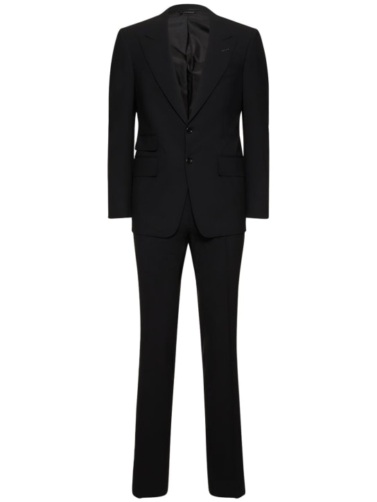 Tom Ford: Shelton stretch wool plain weave suit - Black - men_0 | Luisa Via Roma