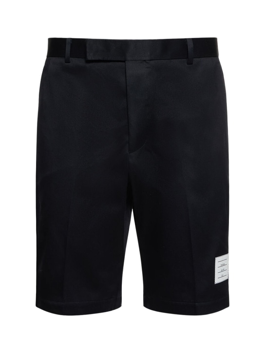 Thom Browne: Unconstructed cotton twill chino shorts - Navy - men_0 | Luisa Via Roma