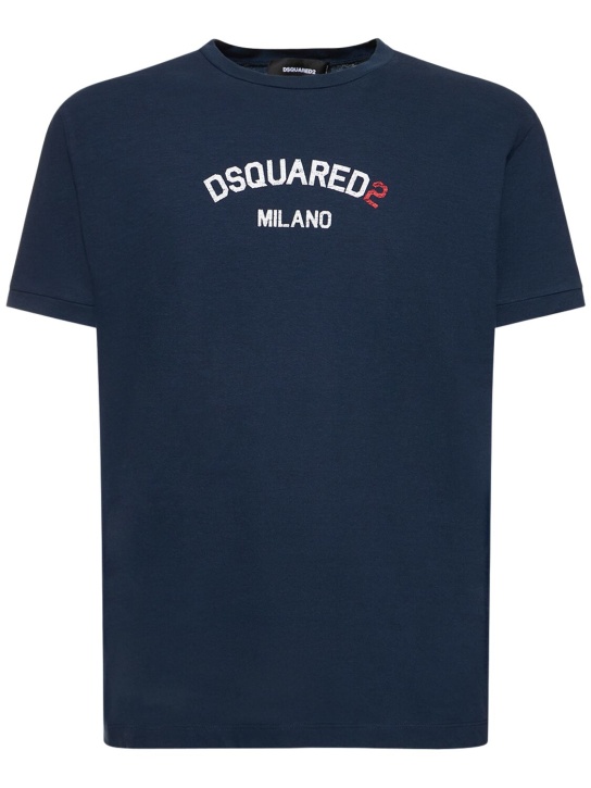 Dsquared2: T-Shirt aus Baumwolljersey mit Logo - men_0 | Luisa Via Roma