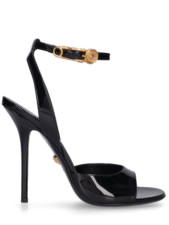 Versace: 105mm Leather sandals - Siyah - women_0 | Luisa Via Roma