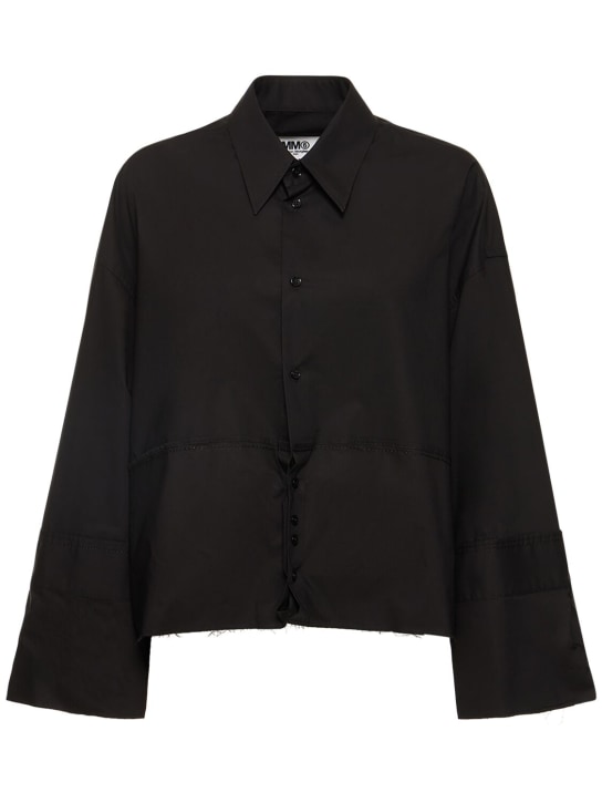 MM6 Maison Margiela: Cropped cotton poplin shirt - Black - women_0 | Luisa Via Roma