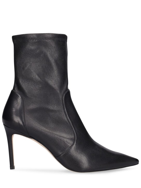 Stuart Weitzman: 85mm Stuart leather ankle boots - Siyah - women_0 | Luisa Via Roma