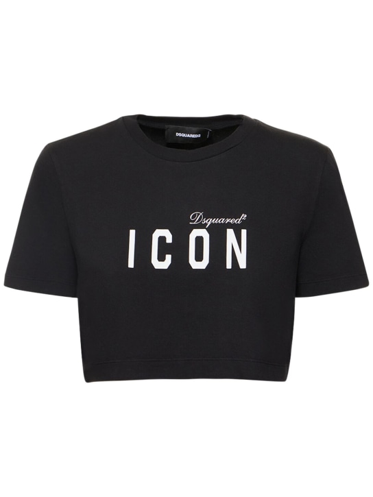 Dsquared2: Icon クロップドTシャツ - women_0 | Luisa Via Roma