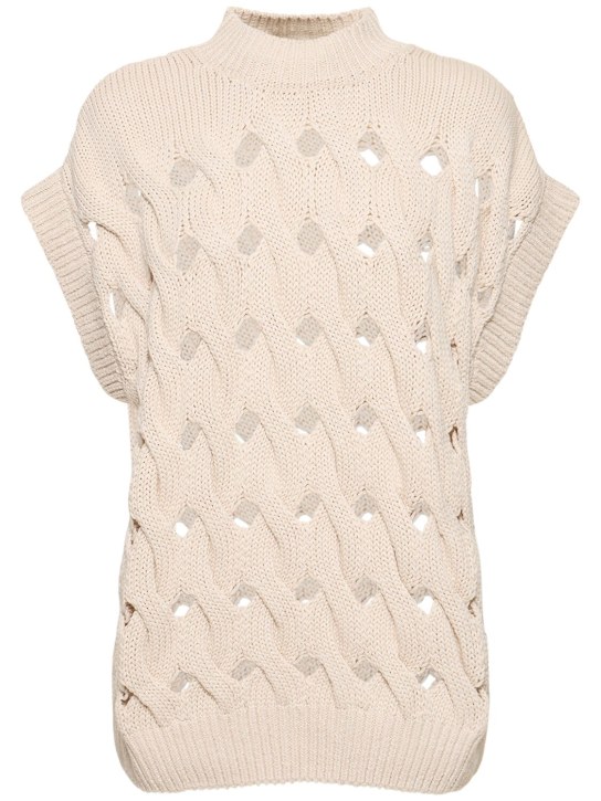 ANINE BING: Dray cotton blend knit vest - Cream - women_0 | Luisa Via Roma