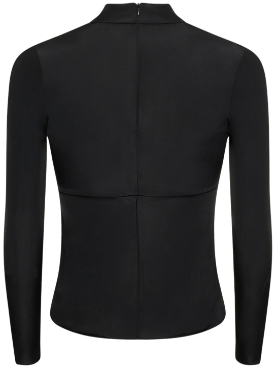 Jil Sander: Top in jersey di viscosa drappeggiato - Nero - women_4 | Luisa Via Roma