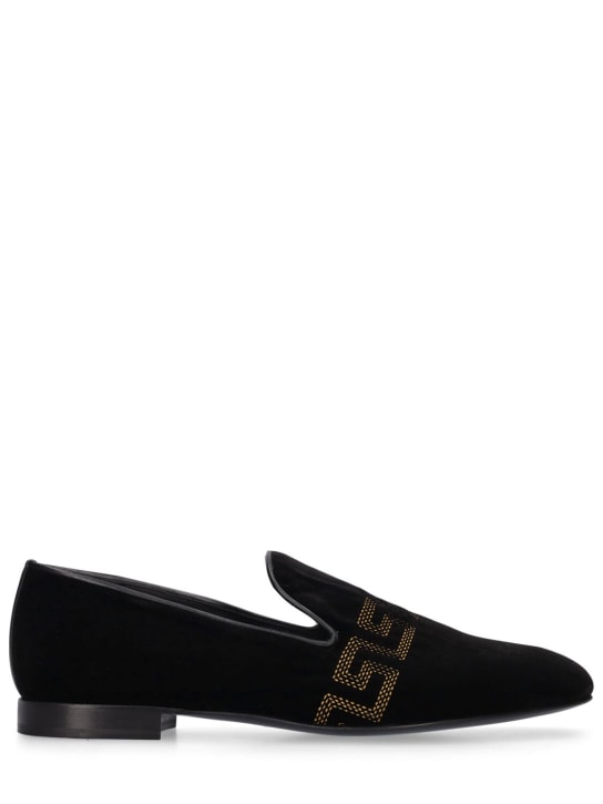 Versace: Chaussures en coton mélangé - Noir - men_0 | Luisa Via Roma