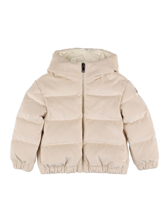 Moncler: Daos 나일론 셔닐 다운 재킷 - 라이트 베이지 - kids-girls_0 | Luisa Via Roma