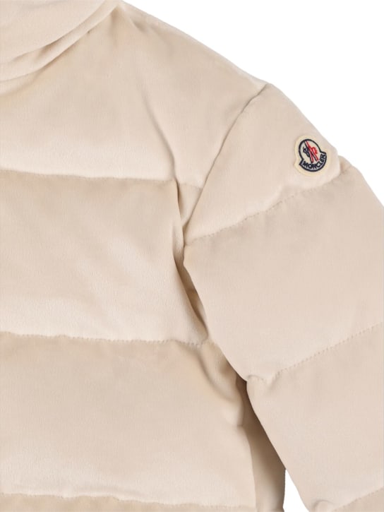 Moncler: Daos nylon chenille down jacket - Açık Bej - kids-girls_1 | Luisa Via Roma