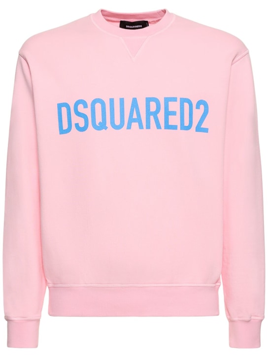 Dsquared2: Logo cotton jersey sweatshirt - Baby Pink - men_0 | Luisa Via Roma