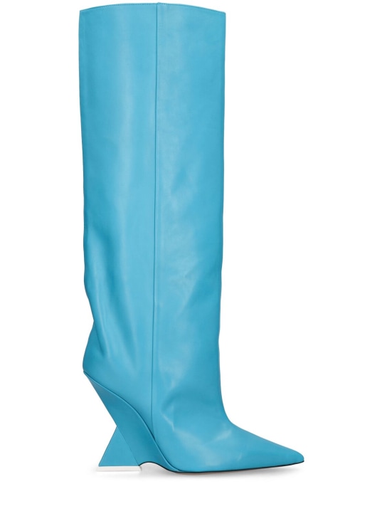 The Attico: 105mm Cheope leather tall boots - Blue - women_0 | Luisa Via Roma