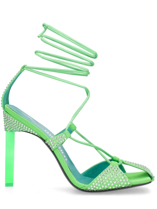 The Attico: 105mm Adele lycra & crystal sandals - Green - women_0 | Luisa Via Roma
