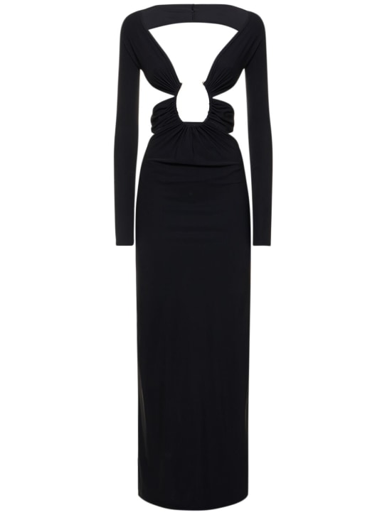 Christopher Esber: Odessa ruched cutout jersey long dress - Black - women_0 | Luisa Via Roma