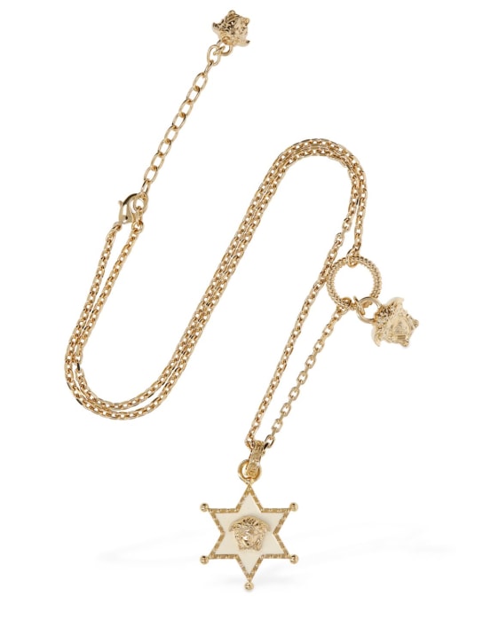 Versace: Sheriff Star charm necklace - Gold/White - men_1 | Luisa Via Roma