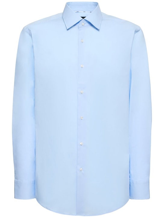 Boss: Hank cotton poplin shirt - Light Blue - men_0 | Luisa Via Roma