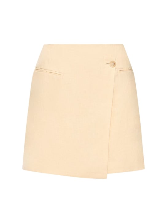ANINE BING: Natalia linen mini skirt - Yellow - women_0 | Luisa Via Roma