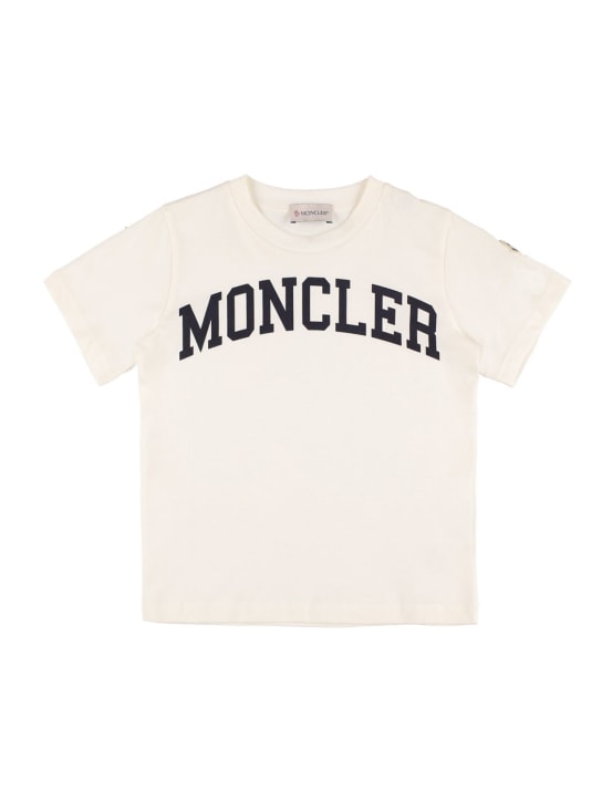 Moncler: Camiseta de jersey de algodón estampada - Natural - kids-boys_0 | Luisa Via Roma