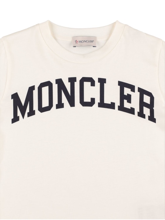 Moncler: T-shirt en jersey de coton imprimé - Natural - kids-boys_1 | Luisa Via Roma