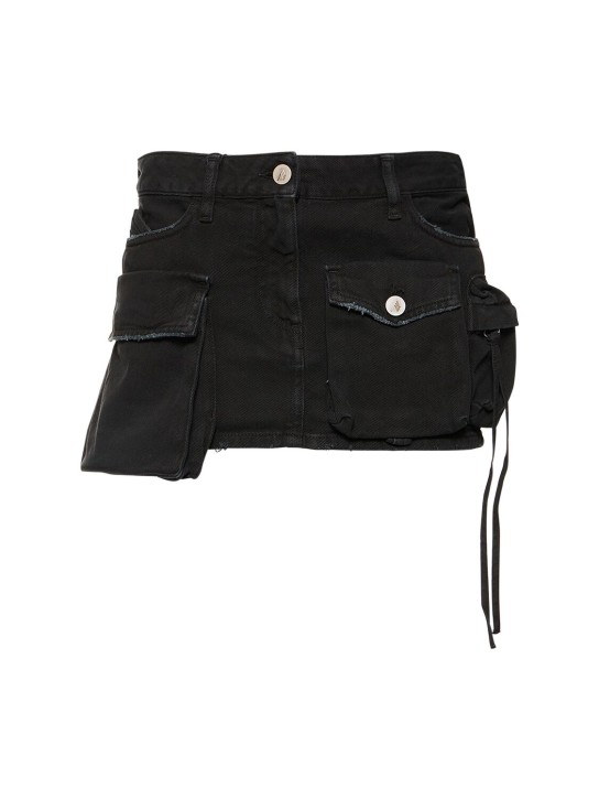 The Attico: Fern denim cargo mini skirt - Black - women_0 | Luisa Via Roma