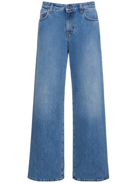 The Row: Jeans anchos de denim de algodón - Azul - women_0 | Luisa Via Roma